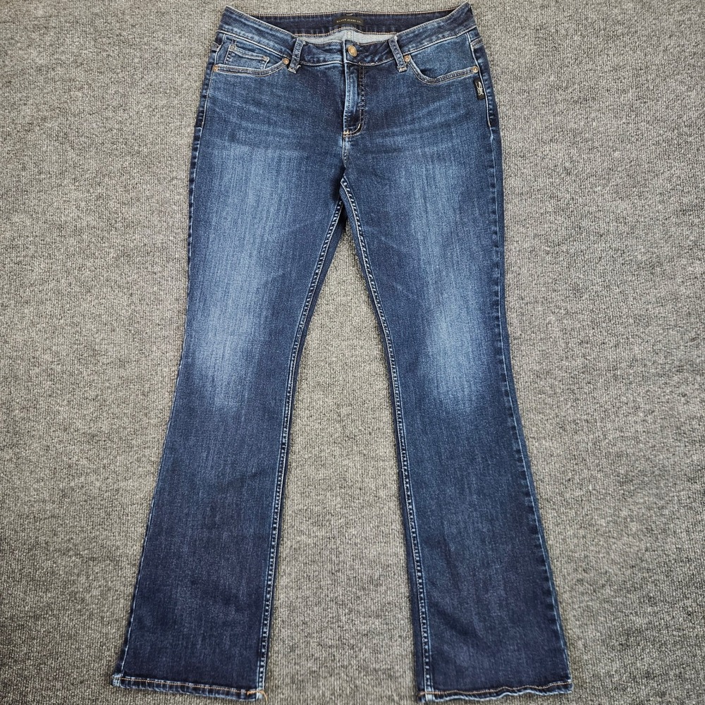 Silver Elyse Slim Boot Jeans Women's 31 Mid Rise‎ Dark Wash Denim Stretch Casual